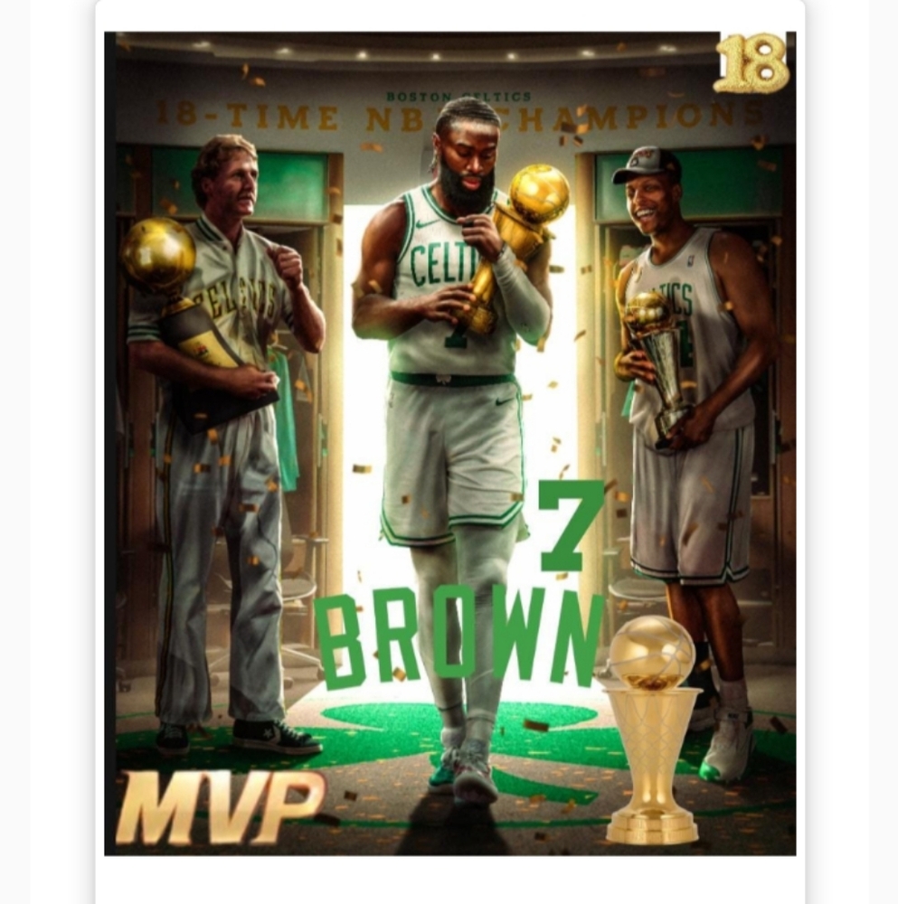 New!💯 2024 Jaylen Brown Celtics☘️ self-created color art 8.5x11 glossy poster!